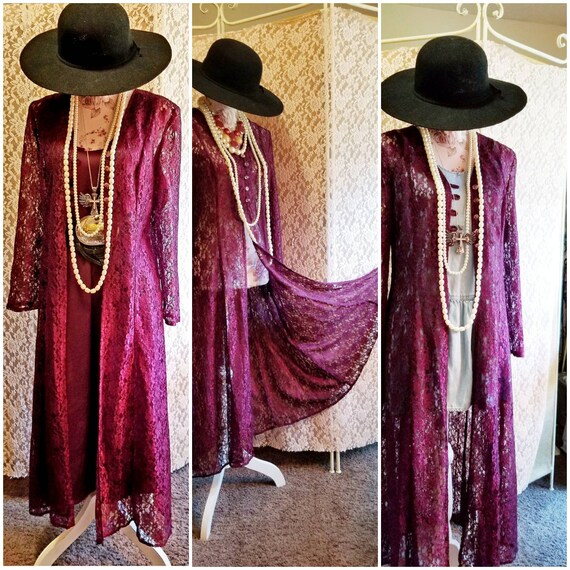 Bohemian, Hippie, Lace Duster, Dress, 70s 80s Vibe