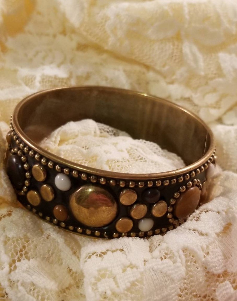 Brass Jewelry Vintage Jewelry Beads Studs Beaded Bracelet Cowgirl Set Hippie Bohemian Bangle Bracelet