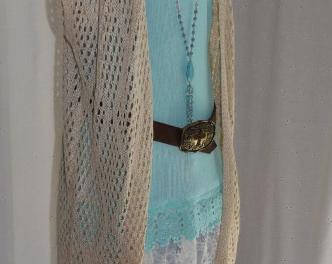 FRINGED CROCHETED CARDIGAN Duster Top Bohemian Duster Beach Etsy