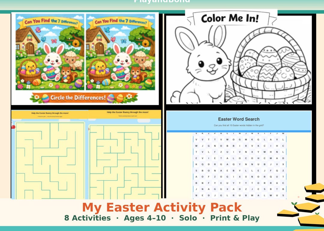 Easter Activity Pack Kids Printable | Solo Activities Ages 4-10 ...