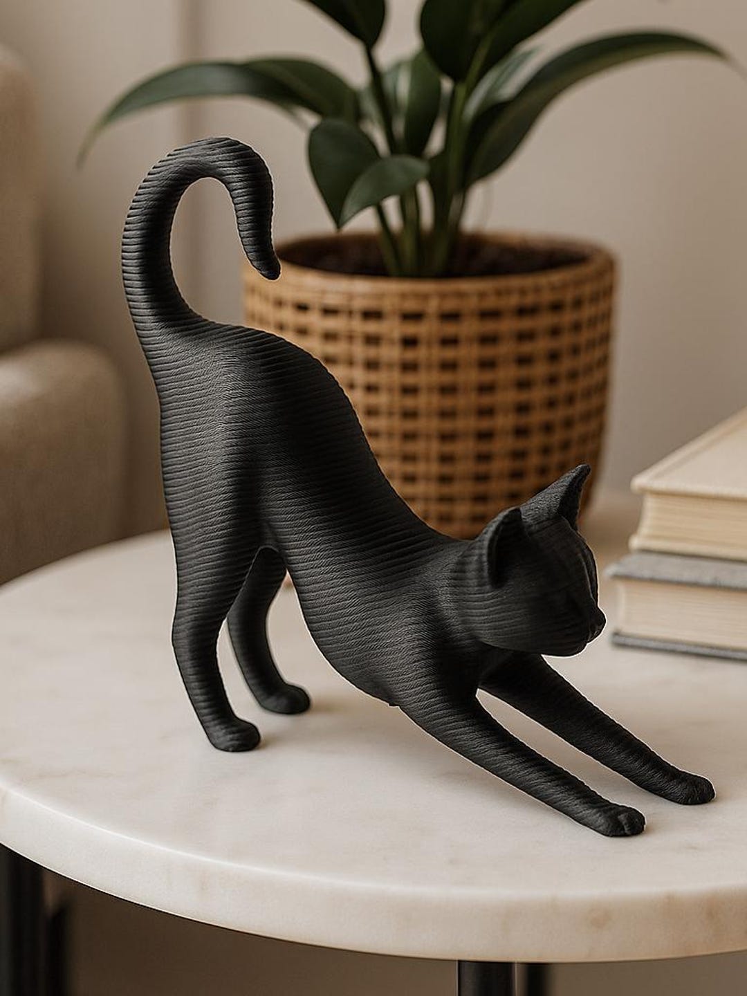 Stretching Cat Figurine 3D Printed – 15 Cm / 6 Inch Cat Statue, PLA ...
