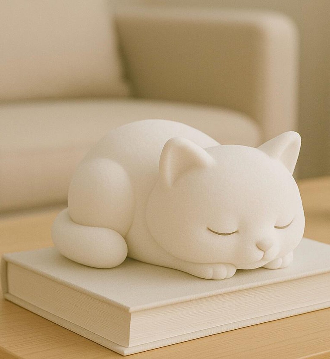 Sleeping Cat Figurine 3D Printed – 15 Cm / 6 Inch Cat Statue, PLA ...
