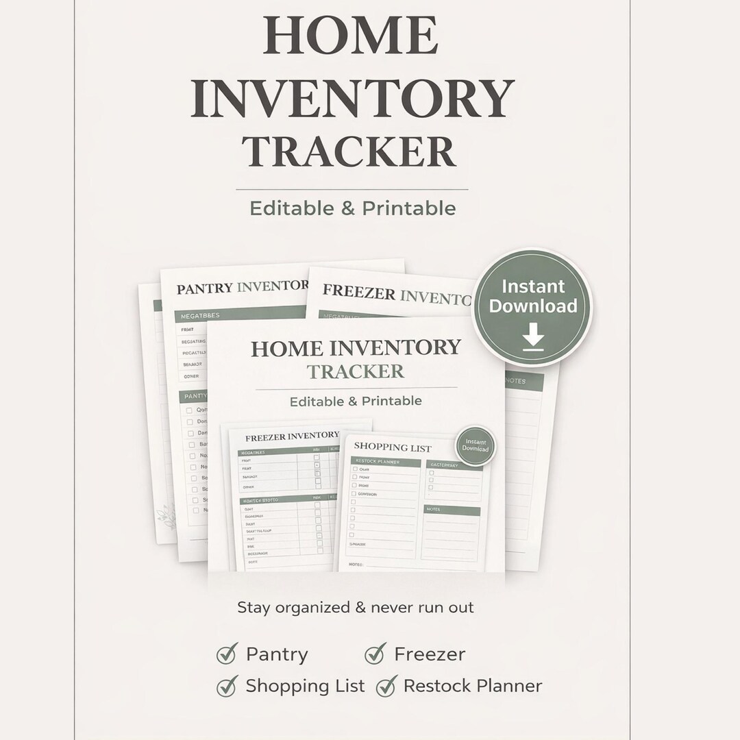 Editable Home Inventory Tracker Bundle, Kitchen Pantry Fridge Freezer ...