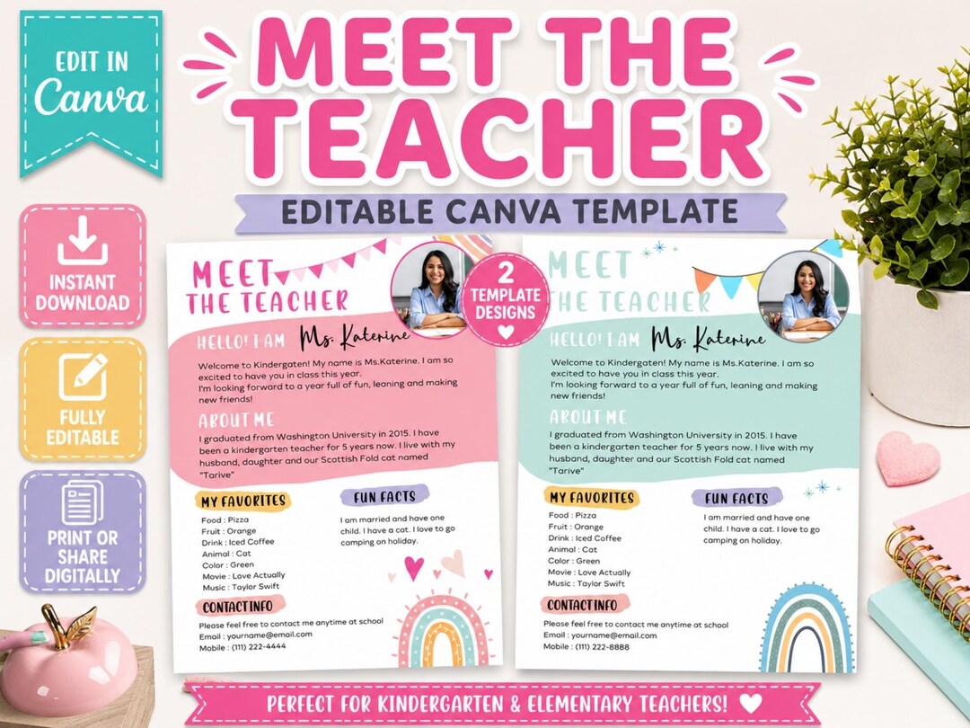 Editable Meet the Teacher Canva Template Back to School Printable - Etsy