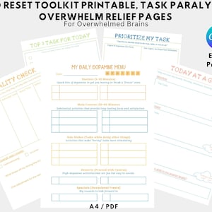 ADHD Reset Toolkit | Task Paralysis, Overwhelm Relief Pages (Digital Download)