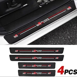 New  *4 Toyota GR Gazoo Racing  Door Sill Protector Scuff Guard Step Cover Set +  GR Keyring Keychain Corolla Yaris GR86 Supra Huilex Rav4