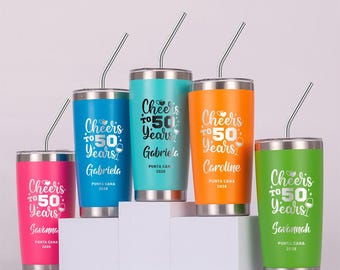 50th Birthday Trip Gifts, Personalized Stainless Steel Tumbler, Custom Travel Tumbler, Girls Trip Gifts, Beach Cup, 40th 60th, 20oz Tumbler