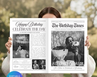 Canva Birthday Newspaper Template | Editable Personalized Printable