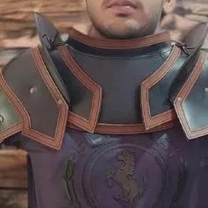 Leren middeleeuwse ridder set met schouderstukken en schouderstukken LARP ROLEPLAY COSPLAY