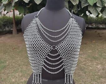 Medieval Aluminum Chainmail Top For Women Butted Rings Women's LARP Cosplay
