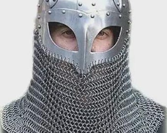 New Viking Helmet with chainmail Medieval Norman Battle Armor Costume Helmet