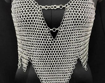 Chainmail Halter Top, woman's dress, Aluminum chain mail Top