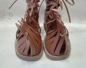 MEDIEVAL Men's Gladiator Leather Sandal Roman Centurion Brown Caligid Medieval