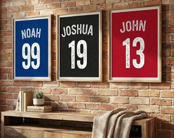 Custom Jersey Name and Number Print, Personalized Sports Wall Art, Kids Room Soccer Decor, Football Jersey Poster, Digital Download Gift