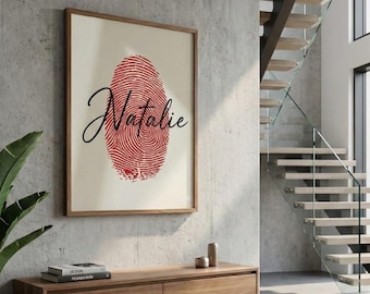 Custom Fingerprint and Name Art, Personalized Identity Print, Unique Anniversary Gift, Newborn Keepsake, Digital Download, Same Day Service