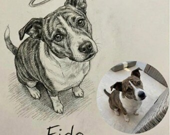Ritratto di cane personalizzato, regalo commemorativo personalizzato per cani, schizzo a matita disegnato a mano da foto, illustrazione digitale di animali domestici, regalo per amanti dei cani