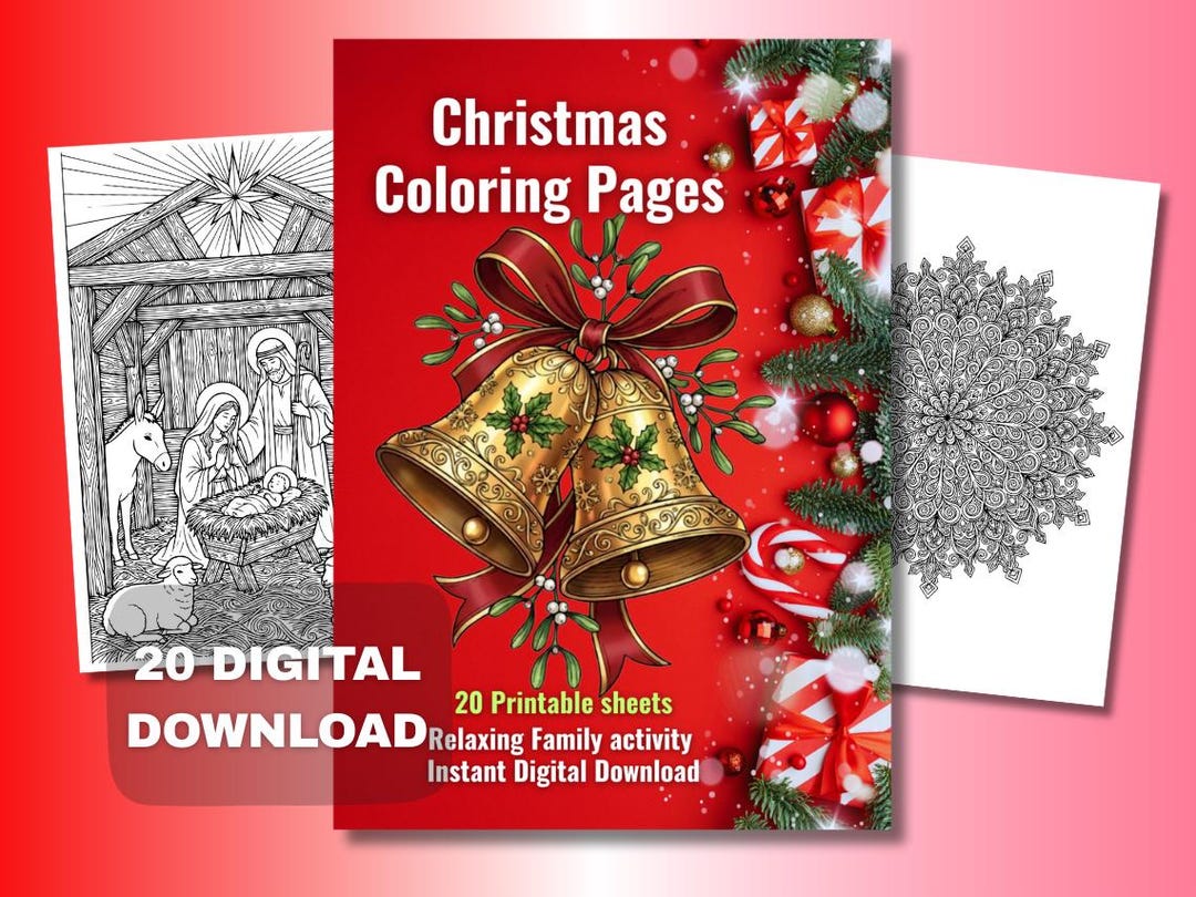 Christmas Coloring Pages for Adults 20 Detailed Holiday Designs ...