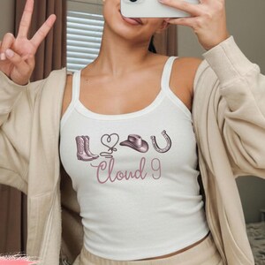 Summer Cowgirl Cloud 9 Western Spaghetti Tank, Coquette Bow Country Crop Top, Boots & Horseshoe Graphic Tee, Western Saloon Shirt for Women