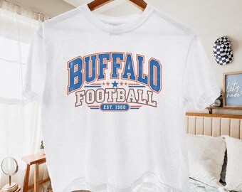 Vintage Buffalo Football Shirt, Retro Football Mom Gift, Buffalo Bills Game Day Tee, Sports Fan Gift, Comfort Colors® Women’s Boxy Tee
