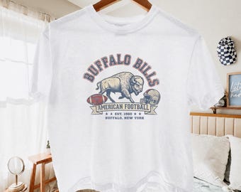 Comfort Colors® Buffalo Bills Shirt, Crop Top Vintage Buffalo Football Tee, Buffalo NY Game Day Shirt, Retro Buffalo Fan Gift,Football Shirt