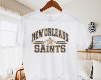 Vintage New Orleans Saints Shirt, Retro Women’s Saints Game Day Apparel, American Football Tee, Football Mom Gift, NFL Sports Fan Shirt