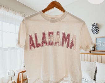 Retro Alabama Football Shirt Comfort Colors® Boxy Tee, Game Day Women’s Shirt, Southern Pride Graphic Tee, Vintage College Gift for Her