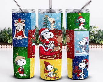 Christmas Dog Cartoon Tumbler Design, Holiday PNG Wrap (20oz)