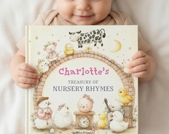 Personalized Bedtime Story Book, Custom Nursery Rhyme Keepsake Gift, First Birthday Baby Shower Storybook