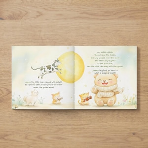 Personalized bedtime story book with custom nursery rhyme verses and name on every page, keepsake gift for first birthday and baby shower, vintage watercolor bear cub storybook illustrations, custom personalized baby book for newborn toddler, bedtime story book with name by Melisa Dreamland