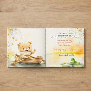 Personalized bedtime story book with custom nursery rhyme verses and name on every page, keepsake gift for first birthday and baby shower, vintage watercolor bear cub storybook illustrations, custom personalized baby book for newborn toddler, bedtime story book with name by Melisa Dreamland