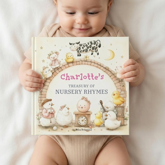 Personalized Bedtime Story Book, Custom Nursery Rhyme Keepsake Gift, First Birthday Baby Shower Storybook