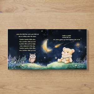 Personalized bedtime story book with custom nursery rhyme verses and name on every page, keepsake gift for first birthday and baby shower, vintage watercolor bear cub storybook illustrations, custom personalized baby book for newborn toddler, bedtime story book with name by Melisa Dreamland
