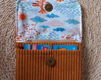 Portefeuille velours côtelé/porte monnaie, porte carte fait main