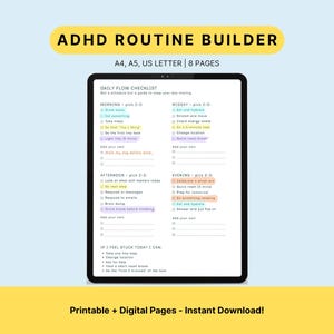 ADHD Routine Builder afdrukbaar en invulbaar, pagina's stapelen en opnieuw instellen