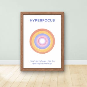 ADHD Hyperfocus Art Print, Dopamine Decor Poster, Digital Download