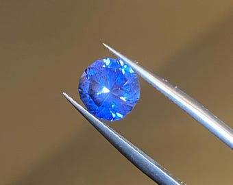 2.6ct 7.8mm lab grown blue sapphire round