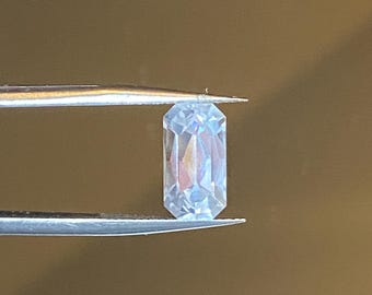 4.2ct 11.5x6.2mm lab grown white sapphire emerald cut