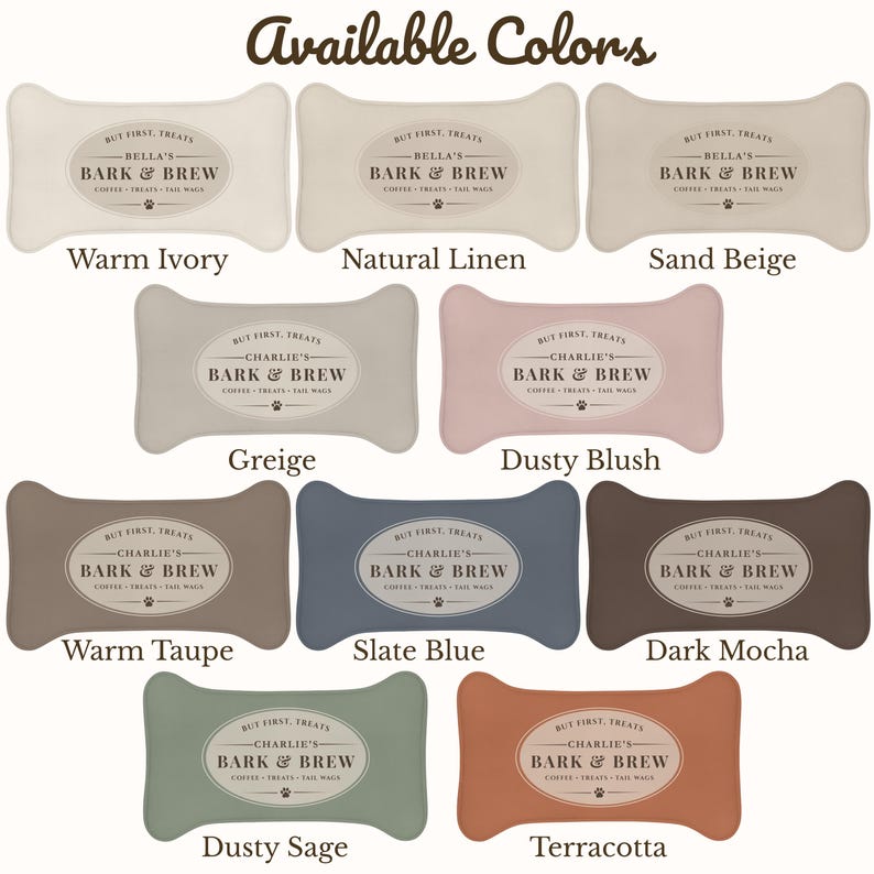 May include: A collection of ten bone-shaped pillows displayed in various colors including warm ivory, natural linen, sand beige, greige, dusty blush, warm taupe, slate blue, dark mocha, dusty sage, and terracotta, each featuring a central oval label.