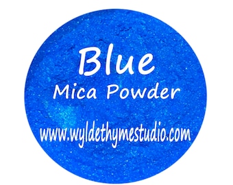 Blue Mica Powder - Water Soluble Dye | Bath Bomb Color | Soap Color | Craft Mica | Mineral Powder | Airbrush Mica | Cosmetic Mica | Colorant