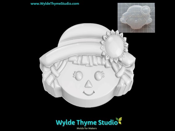 Girl Scarecrow Mold - 3.45" Plastic Mold | Soap Mold | Resin Mold | Craft Mold | Plaster Mold | Bath Bomb Mold | Treat Mold | Chocolate Mold