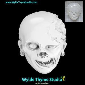 Corpse Head Mold - 3.5&quot; Bath Bomb Mold | Chocolate Mold | Soap Mold | Resin Mold | Craft Mold | Treat Mold | Plaster Mold | Zombie Halloween