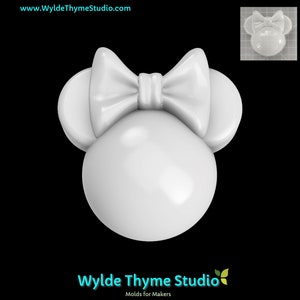 Mouse Ears w/Bow Mold  - Plastic Mold for Bath Bombs | Soap Mold | Resin Mold | Craft Mold | Bath Bomb Mold | Plaster Mold | Mouse Mold