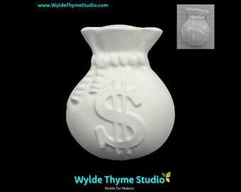 Money Bags Mold 3.8" - Money Bag Mold, Cash Mold, Dollar Mold, Bath Bomb Mold, Soap Mold, Chocolate Mold, Plaster Mold, Resin Craft Mold