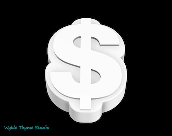 Chunky Dollar Sign Mold 3.5 " - Money Mold, Bath Bomb Mold, Soap Mold, Chocolate Mold, Plaster Mold, Resin Craft Mold
