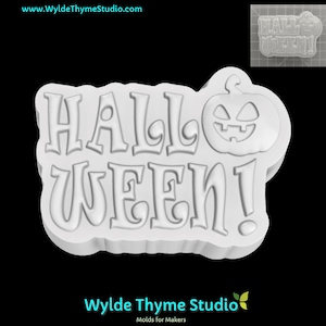 Halloween Word Mold - 3.40&quot; Plastic Mold | Craft Mold | Soap Mold | Resin Mold | Chocolate Mold | Bath Bomb Mold | Treat Mold | Plaster Mold