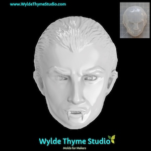 Dracula Mold - 3.35&quot; Craft Mold | Soap Mold | Resin Mold | Chocolate Mold | Bath Bomb Mold | Treat Mold | Plaster Mold | Vampire Mold