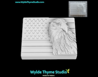 Eagle Flag Mold  - 3.50" Craft Mold | Soap Mold | Resin Mold | Bath Bomb Mold | Treat Mold | Jello Mold | Plaster Mold | USA Flag July 4