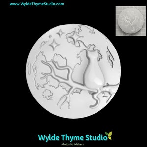Moon Cat Mold - 3.20&quot; Chocolate Mold | Soap Mold | Resin Mold | Craft Mold | Bath Bomb Mold | Treat Mold | Plaster Mold | Halloween