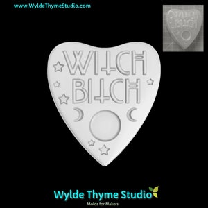 Witch Bitch Planchette Mold - 3.1&quot; Craft Mold | Chocolate Mold | Soap Mold | Resin Mold | Bath Bomb Mold | Treat Mold | Plaster Mold | Oreo