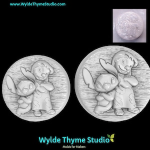 Hawaiian Girl & Alien Mold - 3.35&quot; Craft Mold | Soap Mold | Resin Mold | Chocolate Mold | Bath Bomb Mold | Plaster Mold | Animated Cartoon